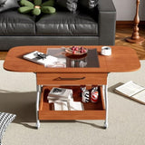 Modern Extended Coffee Table with Wheels, Folding Coffee Table with 1 drawer and 2-Tier Storage, GL-N735P231426N