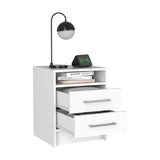 Greter 24" Two-Drawer Night Stand With open shelf White B200P240255