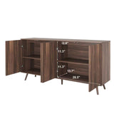 Sideboard Buffet Cabinet with Storage, Long Sideboard Storage Cabinet with 4 Doors, Wood Credenza W409P327406