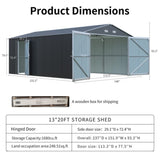 Spacious Outdoor Storage Shed This 13x20FT outdoor storage shedfers a generous 250 square feet W2556P211250