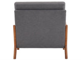 High Back Solid Wood Armrest Backrest Iron Frame Linen Indoor Leisure Chair Dark 26834411