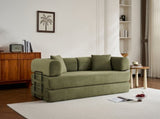 Convertible Sleeper Sofa Bed with Cylindrical Pillow, Corduroy Folding Mattress Couch with W3434P378558