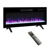36 inch recessed ultra thin tempered glass front wall mounted electric fireplace with remote and W1769133637