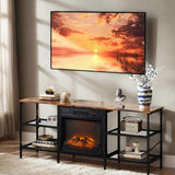 58" Weathered Wood Fireplace TV Stand Console Table with 4 Shelves, for 18" Electric Fireplace 08662295