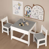 Kids Table and Chair Set, 3 in 1 Wooden Activity Table with Storage Drawer for Toddlers Drawing, W808P252778