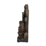 7.7x3.9x13.6" Brown and Gray Water Fountain with Antique Water Pump Design and LED Light W2078138943