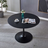 42.1"Black Tulip Table Mid-century Table for 4-6 people With Round Mdf Table Top, Pedestal W23435248