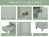 24" Green Bathroom Vanity with Sink, MDF & Rubberwood Construction, 2 Drawers & Cabinet with N725P527499G