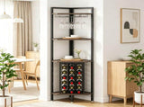 4 Tier Corner Wine Rack with Glass Holder, Storage Shelves and Bottle Display 50861799