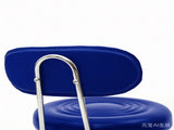 Round Shape Adjustable Salon Stool with Back and Line Blue 90685361