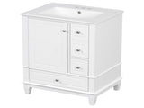 24" Bathroom Vanity with Sink and Drawers, White Freestanding Vanity Cabinet with Ceramic Top and 00086938