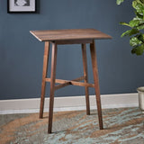 Modern Bar Height 42" Dining Table, Rubberwood Legs and Laminate Table Top, Walnut Finish, Black 65503.00WALN