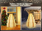 6FT Lighted Gift Box Tower, Pre-lit Pull Up Present Boxes with 200 LED Warm White Lights and Ropes 47421161