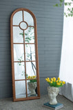 24x79" Half-Round Elongated Mirror with Decorative Window Look Classic Architecture Style Solid Fir W2078126755