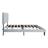 Queen Size Upholstered Platform Bed Frame with Modern Button Tufted Linen Fabric Headboard, No Box W311P197752