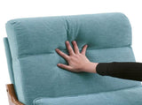 High Back Solid Wood Armrest Backrest Iron Frame Linen Indoor Leisure Chair Teal 72413799
