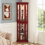 Corner Curio Cabinet Lighted Corner Display, Display Shelf Shelving Bar cabinet with Tempered W2275P177189