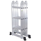 Practical 12-Step Joints Aluminum Folding Ladder Silver 63828258