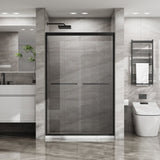 Goodyo Double Sliding Glass Shower Door 48 in. W x 72 in. H Aluminum Framed Shower Enclosure with D163107684