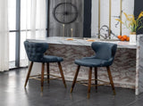 Nevis Mid-century Modern Faux Leather Tufted Nailhead Trim Counter Stool Set of 2, Blue T2574P165097
