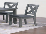 Gray Finish Dining Table 6x Chairs 7pcs Dining Set Cushion Seat Nailhead X-Cross Back Chairs Dining B011P348932