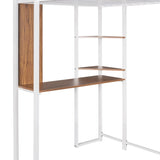 ZNTS Twin Metal Loft Bed with 2 Shelves and one Desk ,WHITE 65092120