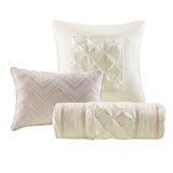 7 Piece Tufted Comforter Set Blush Queen B03597044