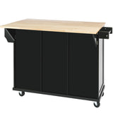 ZNTS Kitchen Cart with Rubber wood Drop-Leaf Countertop ,Cabinet door internal storage racks,Kitchen 10459641