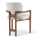 Dining Chairs Set of 2 Upholstered Arm Chairs, Rubber Wood Accent Chairs Beige Fabric Seating, 300 N779P233060B