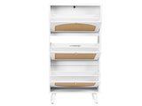 Rattan-fronted 3-tier shoe cabinet, particleboard, 54*24*135 cm, white 44658599