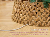 Handcrafted Openwork Woven Hyacinth Wicker Christmas Tree Collar - Rattan Xmas Tree Skirt & Stand 96970668