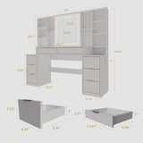 Makeup Vanity Desk with Mirror and Lights, 59" Large Vanity Table with 8Drawers & Open Storage W3393P315816