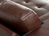 Mirod Mid-Century Modern PU Leather 3-Seat Sofa, Tufted Design, Solid Wood Legs, 2 Bolster Pillows, N760P285734D