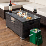 ZNTS Outdoor Fire Table Propane Fire Pit Rattan gas fire table, gas fire table with tile tabletop 12282239