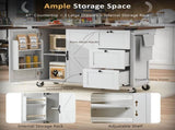 54.5" Farmhouse Kitchen Island with Power Outlet, Kitchen Storage Island with Internal Storage Rack, 48955560