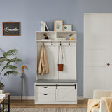 White, Column Coat Rack with Storage Shoe Cabinet 83801402
