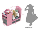 Kids Costume Organizer Costume RackKids ArmoireOpen Hanging Armoire Closet with Mirror-PINK 17806571