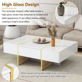 ZNTS ON-TREND 47.2'' x 31.4''Minimalist High Gloss Coffee Table with 2 Drawers, Multi-Storage Rectangle N721P180693K