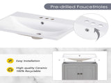 24" Grey Modern Sleek Bathroom Vanity Elegant Ceramic Sink with Solid Wood Frame Open Style N725P246473E