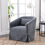 ZNTS 360-degree Swivel Accent Armchair Linen Blend Grey W676102323