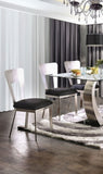Contemporary Silver Metal 2pc Dining Chairs Black Microfiber Seat Dining Room Keyhole Back Satin B011P232976
