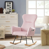 ZNTS Pink velvet rocking chair W58872238