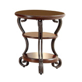 ZNTS Traditional Style Brown Cherry 1pc SIDE TABLE Open Bottom Shelf Ornate Design Living Room Furniture B011P203062