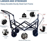 Collapsible Wagon Heavy Duty Folding Wagon Cart with Removable Canopy, 4" Wide Large All Terrain 06850292