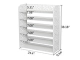 Wood-plastic Board Six Tiers Carved Shoe Rack White B 86980088