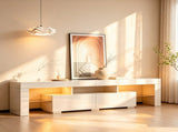 White High Gloss TV Stand with RGB LED Lights, MDF Entertainment Center with 2 Drawers & Tempered 95990060