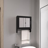 BOTIQ 19.7" H x 17.7" W Mirror Medicine Cabinet with Towel Rack White, One door with Two interior B200P240243