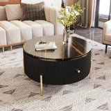 ZNTS Modern Round Coffee Table with 2 large Drawers Storage Accent Table WF311606AAB