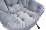 Living Room Chairs Modern Cotton Fabric Lazy Chair, Accent Contemporary Lounge Chair, Single Steel W1899P149718