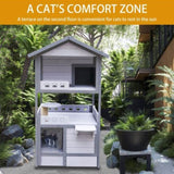 Three Story Outdoor Cat House with Balcony, Large Feral Villa Cat Shelter Weatherproof, 3 Story W1431P284943